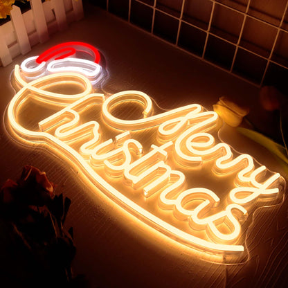 Neon-Weihnachtsmützen-Schild – Festliche Weihnachtsdeko