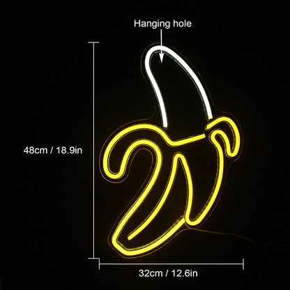 LED-Neon-Bananenschild – Künstlerisches gelbes Leuchtlicht für Zuhause und Partydekoration