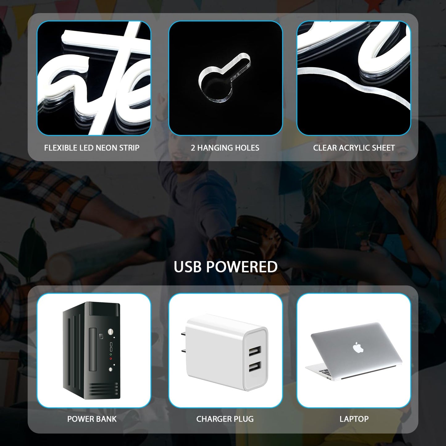 Baseball Neon Sign - Red Stitch and Blue Text LED Sports Wall Light