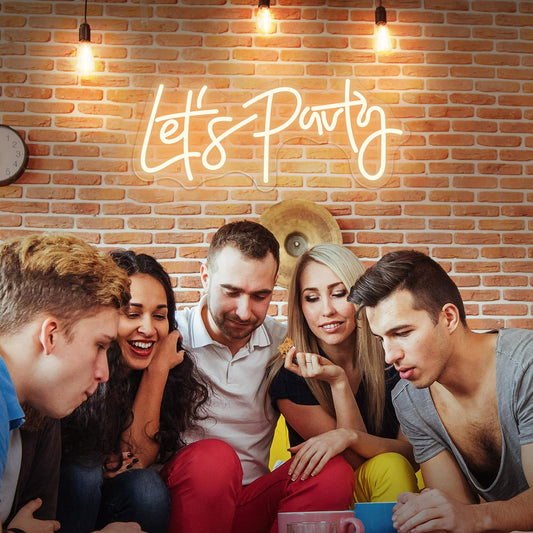 Insegna al Neon Calda Bianco "Let’s Party"