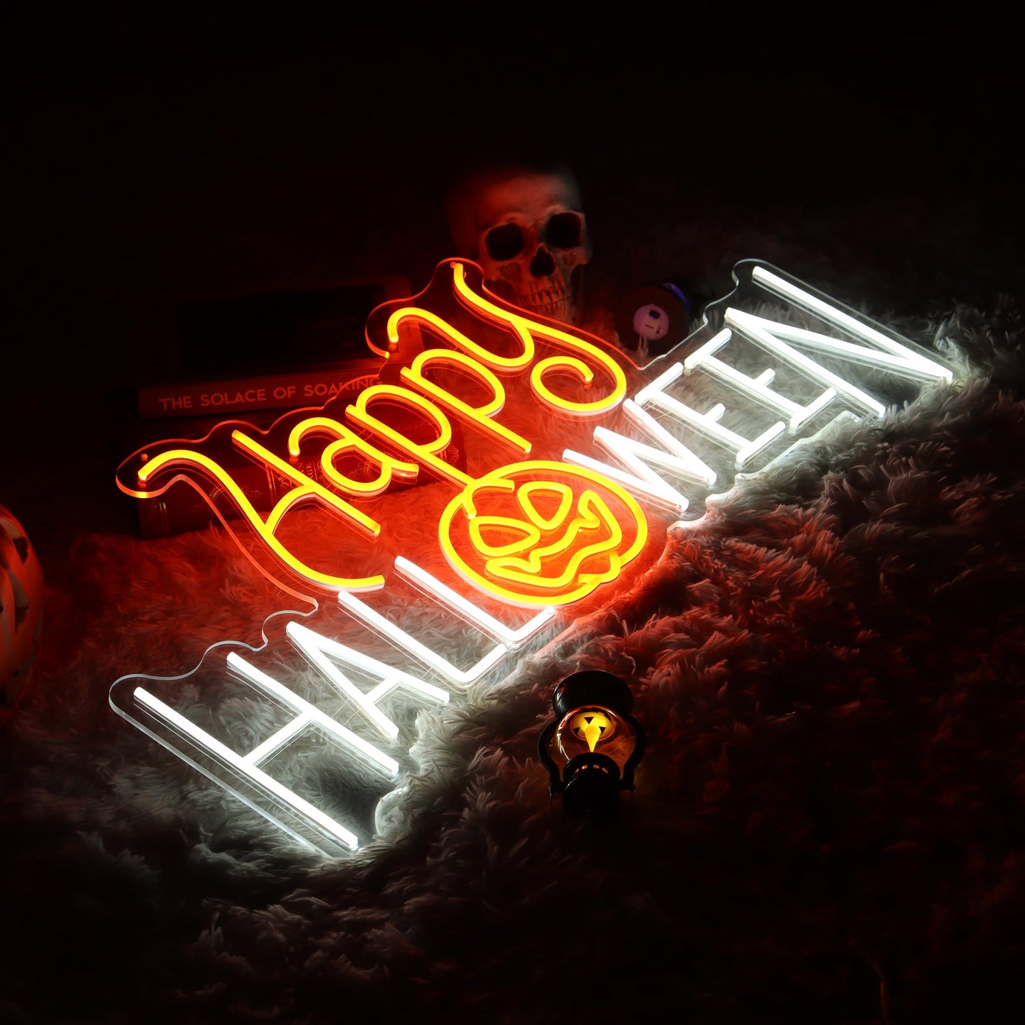 Insegna al Neon Zucca di Halloween - Luce LED Arancione Luminosa per Decorazioni di Festa Spettrale