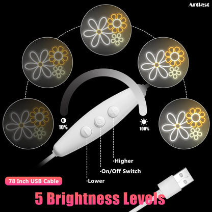 Daisy Flower Neon Light Set - Artistic Trio Yellow Blue White LED Wall Decor