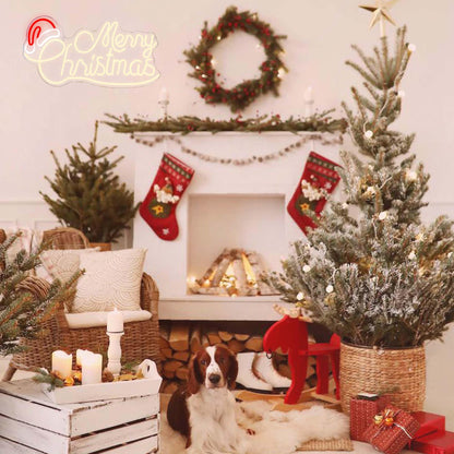 Neon-Weihnachtsmützen-Schild – Festliche Weihnachtsdeko