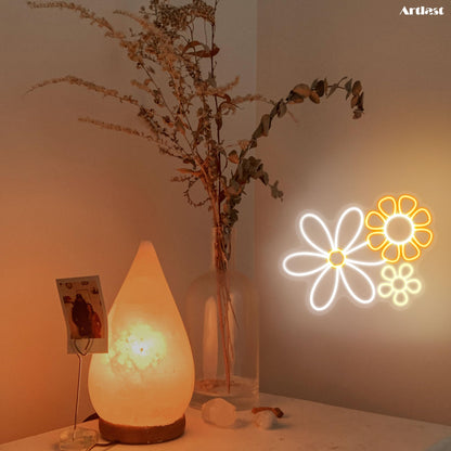 Daisy Flower Neon Light Set - Artistic Trio Yellow Blue White LED Wall Decor