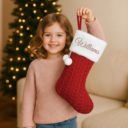 Chaussette de Noël brodée personnalisée - Cadeau de Noël personnalisé avec le nom de famille